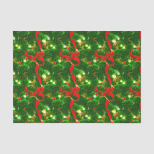Papel De Seda Ramas de árbol de Navidad y cintas rojas