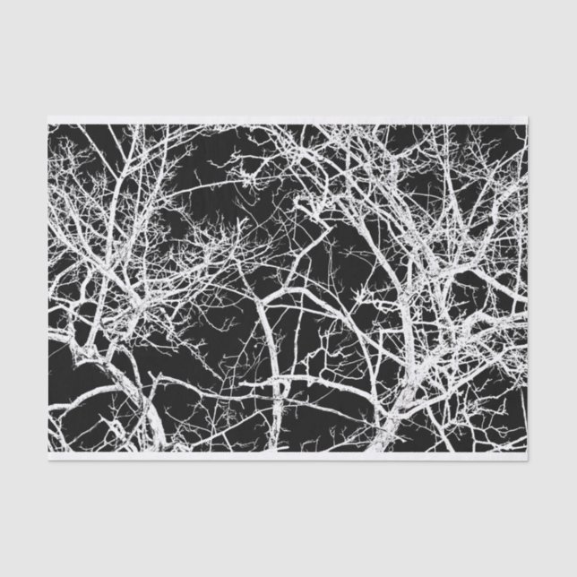Papel De Seda Ramas de árbol en fondo negro (Anverso)
