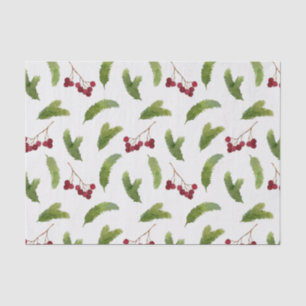 Papel De Seda Ramas de árbol y Navidades de las Berries rojas