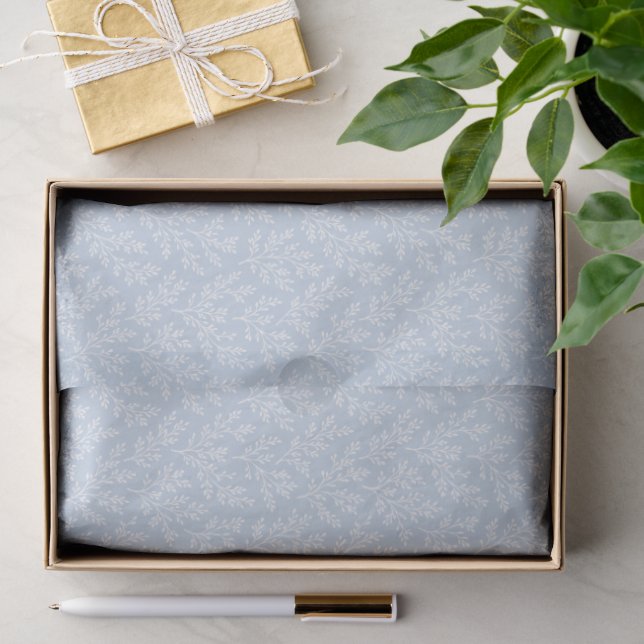 Papel De Seda Ramas de bosque neutrales - azul polvoriento (Regalo )