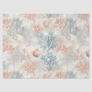 Papel De Seda Ramas de Coral Sofisticadas - Concha Marina Suave