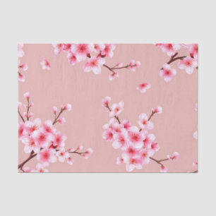 Papel De Seda Ramas de flor de cerezo rosa Patrón