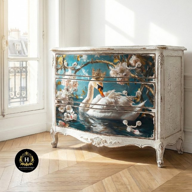 Papel De Seda Ramas de Flor de Cisne Blanco Elegante Decoupage (Subido por el creador)