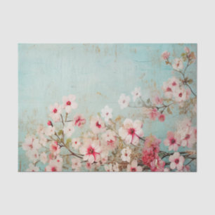 Papel De Seda Ramas de flores rosadas bonitas angustiadas