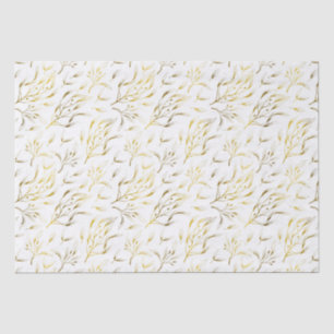 Papel De Seda Ramas de flujo botánico de oro