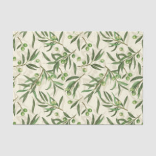 Papel De Seda Ramas de olivo acuarela