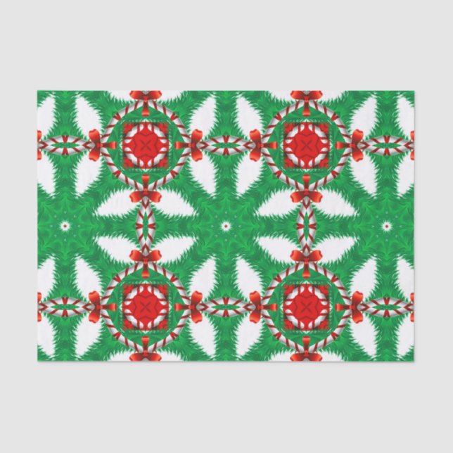 Papel De Seda Ramas de pino de caña de caña de caña rojas Lazos  (Anverso)