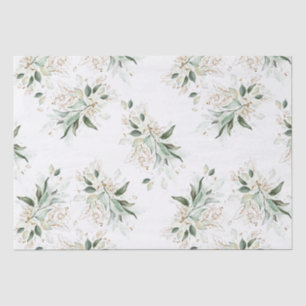 Papel De Seda Ramas de verde de oro blanco elegante