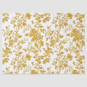 Papel De Seda Ramas florales de chinoiserie amarillo dorado Jard
