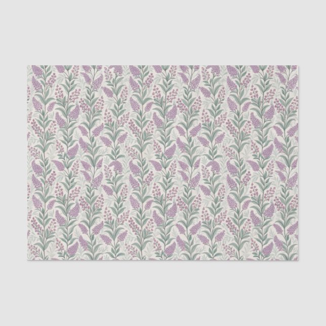 Papel De Seda Ramas Florales de Lavanda Botánico Francés (Anverso)