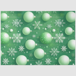 Papel De Seda Ramas verdes y copos de nieve