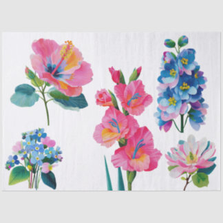 Papel De Seda ramillete floral acuarela