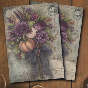 Papel De Seda Ramillete Floral Antiguo Decoupage Efímero