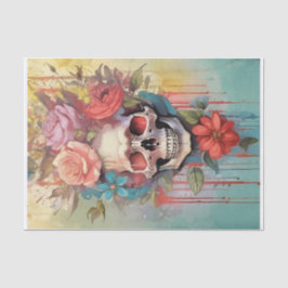 Papel De Seda Ramo de Amor Sangrante, Cráneo Gótico y Rosas