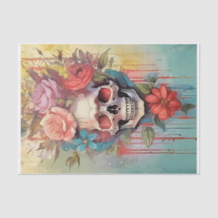 Papel De Seda Ramo de Amor Sangrante, Cráneo Gótico y Rosas
