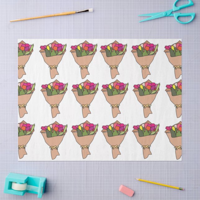 Papel De Seda Ramo De Flores (Artesanía)