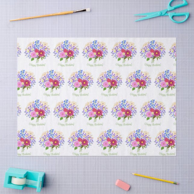 Papel De Seda Ramo de flores (Artesanía)