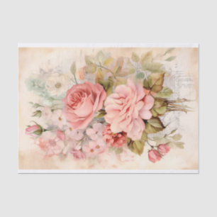 Papel De Seda Ramo de Flores Antiguas con Rosas
