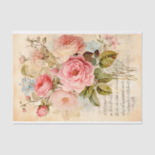 Papel De Seda Ramo de Flores Antiguas con Rosas