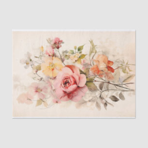 Papel De Seda Ramo de Flores Antiguas con Rosas