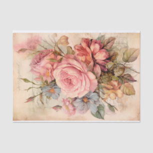 Papel De Seda Ramo de Flores Antiguas con Rosas