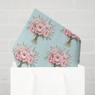 Papel De Seda Ramo de flores de peonía rosa bonito patrón