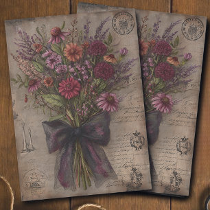 Papel De Seda Ramo de flores silvestres vintage decoupage efímer