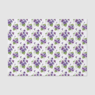 Papel De Seda Ramo de flores violetas acuarela
