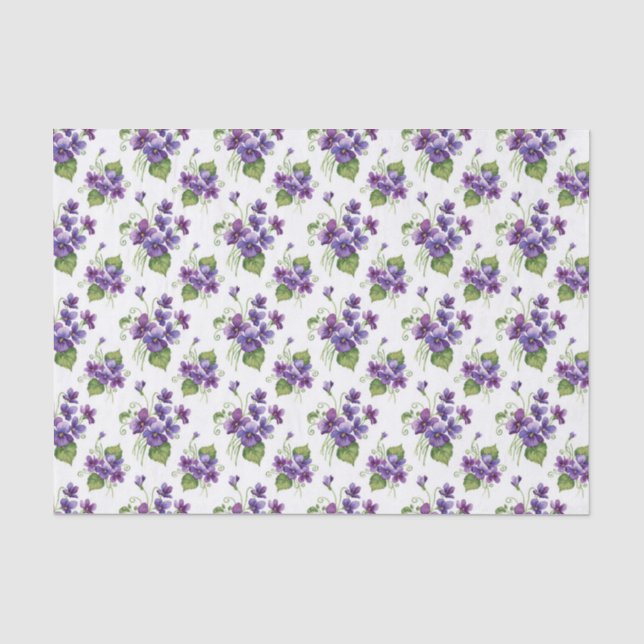 Papel De Seda Ramo de flores violetas acuarela (Anverso)