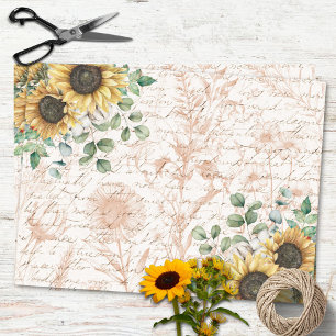 Papel De Seda Ramo de girasoles rústicos Decoupage de carta vint