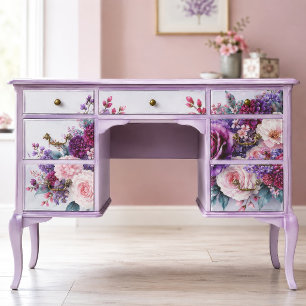 Papel De Seda Ramo de jardín de rosa amatista Decoupage