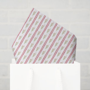 Papel De Seda Ramo de Navidad de Acuarela Roja Rayas Navidad