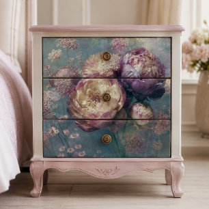 Papel De Seda Ramo de peonía lavanda polvorienta Decoupage
