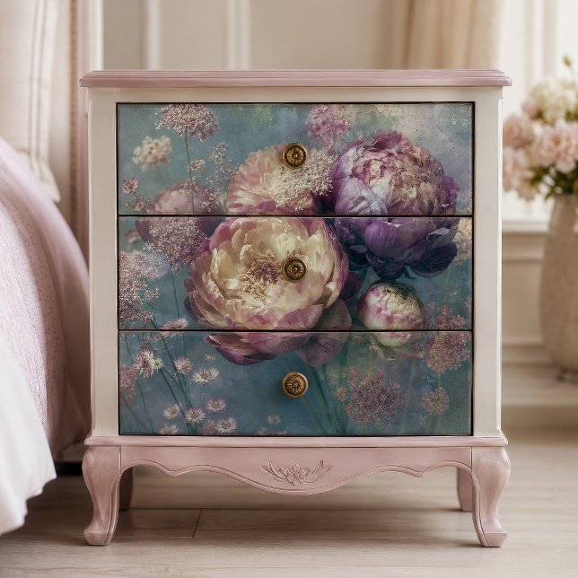Papel De Seda Ramo de peonía lavanda polvorienta Decoupage (Subido por el creador)