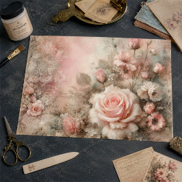 Papel De Seda Ramo de Rosa Antigua Rosa Pastel Decoupage