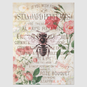 Papel De Seda Ramo de Rosa de Abeja Vintage para Decoupage de Ef