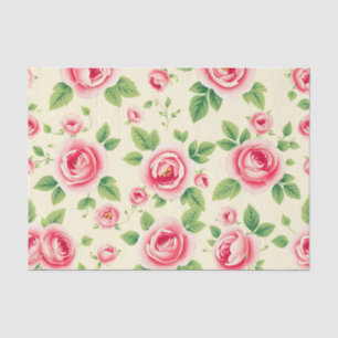 Papel De Seda Ramo de rosa rosa vintage floral pastel chintz