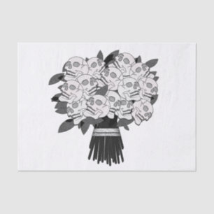 Papel De Seda Ramo de Rosas de Cráneos Fiesta Negra y Blanca