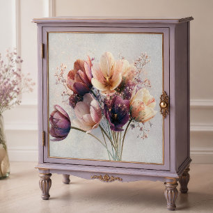 Papel De Seda Ramo de Tulipán Lavanda Melocotón Decoupage