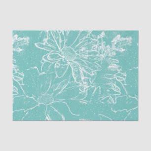 Papel De Seda Ramo floral blanco transparente - Azul