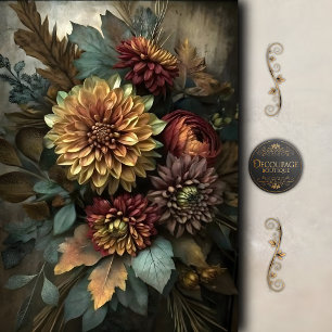 Papel De Seda Ramo Floral de Dalia de Otoño Decoupage