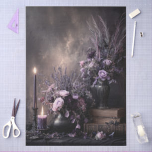 Papel De Seda Ramo Floral de Lila Oscuro para Decoupage