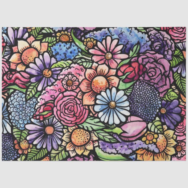 Papel De Seda Ramo Floral Flor de Primavera (Anverso)