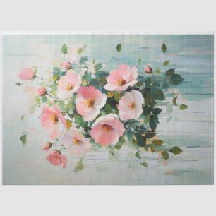 Papel De Seda Ramo Floral Rosa Abstracto Decoupage