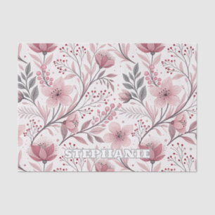 Papel De Seda Ramo floral rosa con acentos de bayas