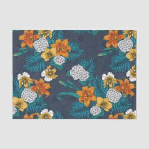 Papel De Seda Ramo tropical azul