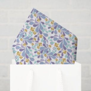 Papel De Seda Ramos coloridos de flores retro sobre blanco