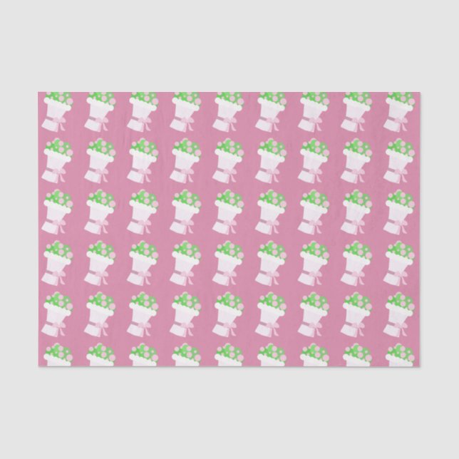 Papel De Seda Ramos de flores rosadas lindos patrón (Anverso)