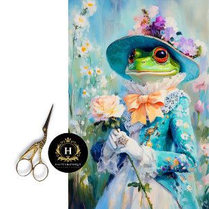 Papel De Seda Rana Caprichosa con Sombrero Floral Decoupage