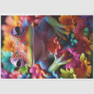 Papel De Seda Rana de color tropical y descomposición de flores